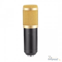 Microfone Condensador Profissional Studio E Tripé Preto / Dourado